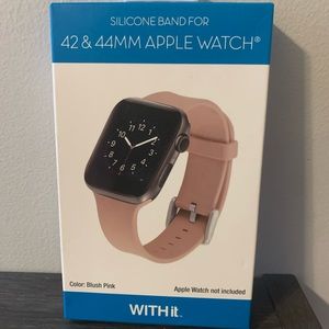 NIB With IT silicone band fits 42 & 44MM Apple Watch blush pink color